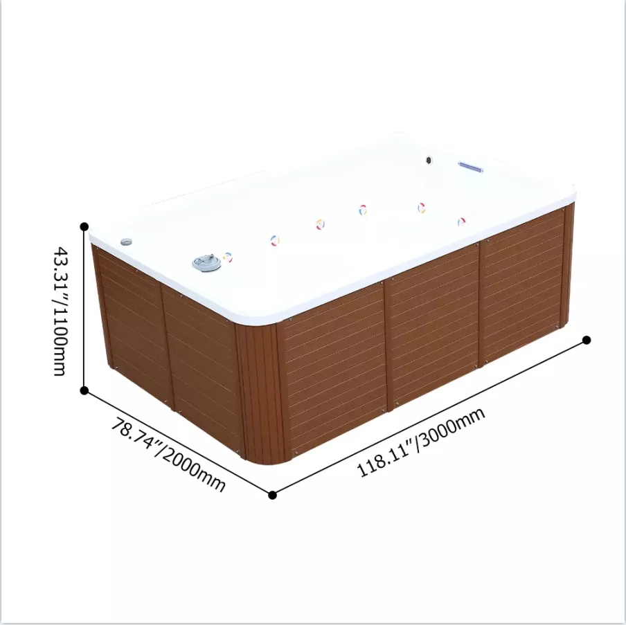 118" OUTDOOR SPA 24-JET ACRYLIC HOT TUB WITH WATERFALL UP TO 8-PERSON
