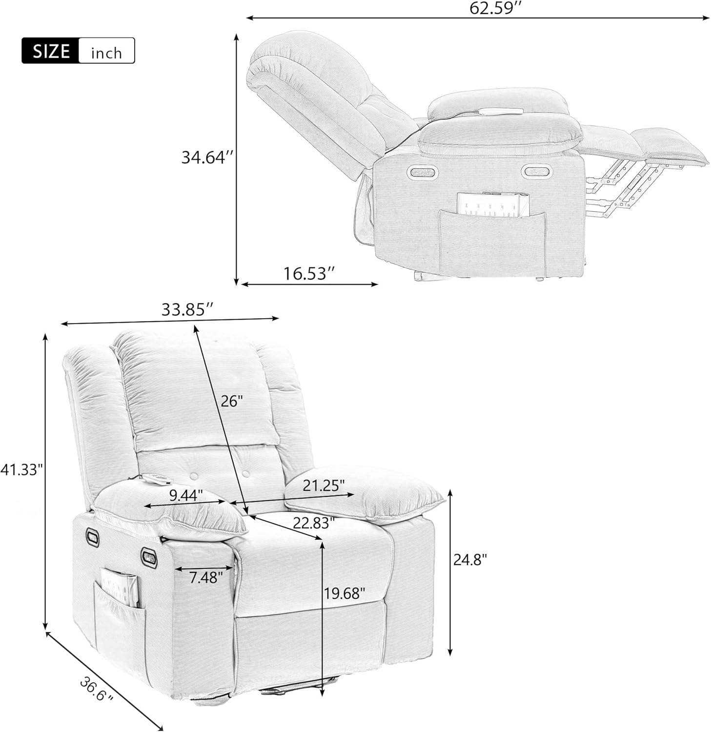 Euphoria Power Lift Massage Recliner Chair - Beige