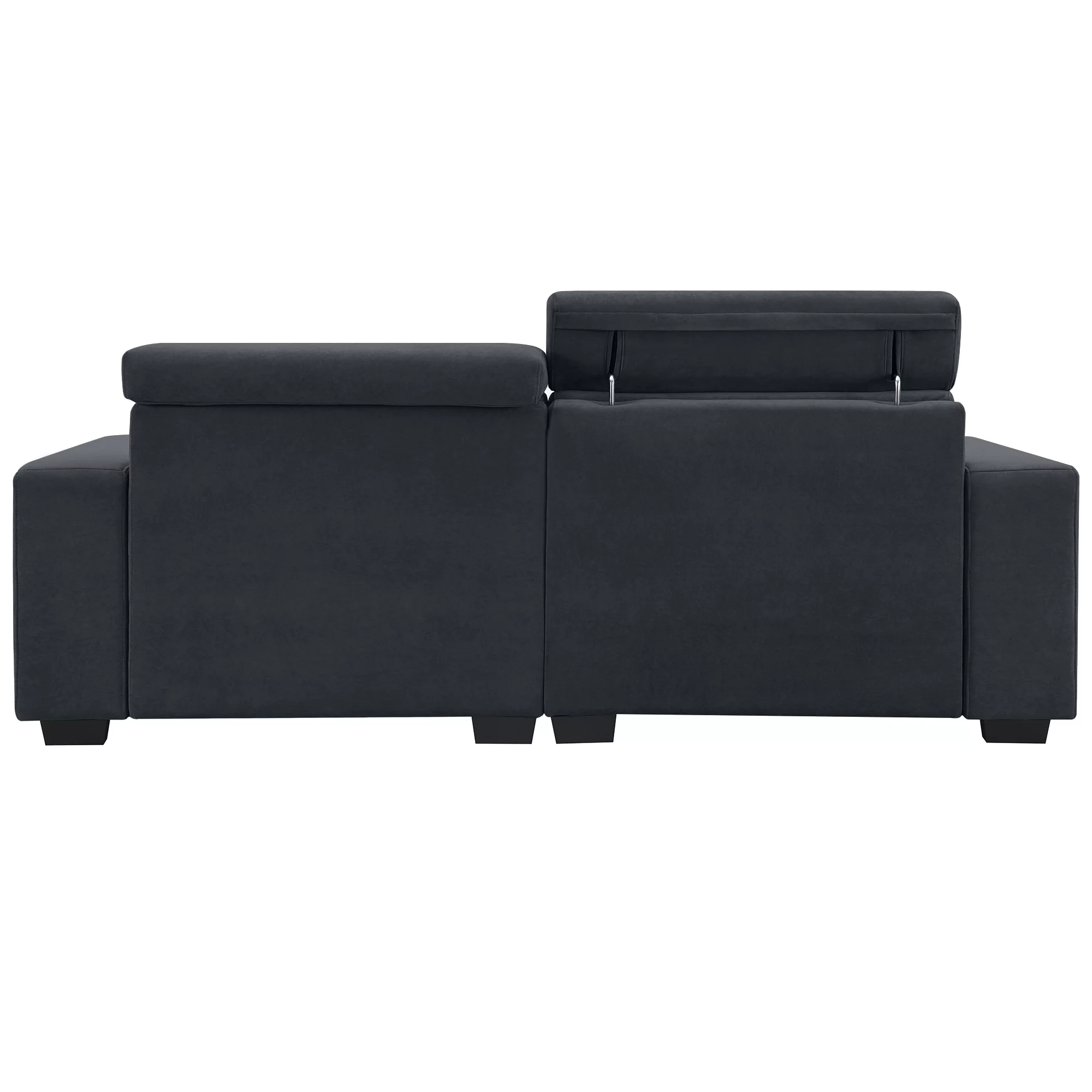 Soges 87" Velvet Loveseat Modern 2-Seater Sofa Couch with Multi-Angle Adjustable Headrest for Living Room, Black