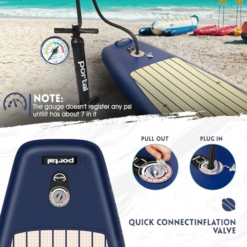 PORTAL SUP Inflatable Paddle Board for Adults 10'6'' Stand Up Paddleboard,Non-Slip Deck Blow up Paddle Boards with Adjustable Paddle, Carry Bag