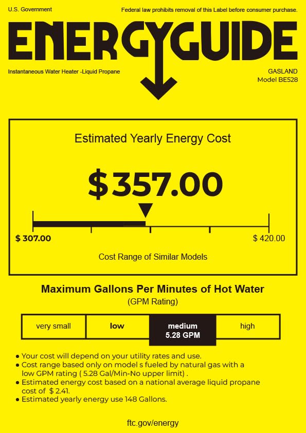 GASLAND BE158 Propane Tankless Water Heater 6L, Outdoor Portable Hot Water Heater, Overheating Protection, Easy to Install