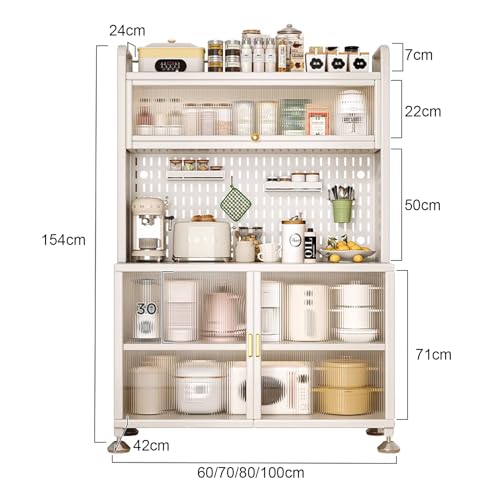 Bakers Rack with Storage Cabinet, 5 Tier Freestanding Tall Storage Sideboard, for Kitchen Hutch, Home, Office, Pantry, Garage