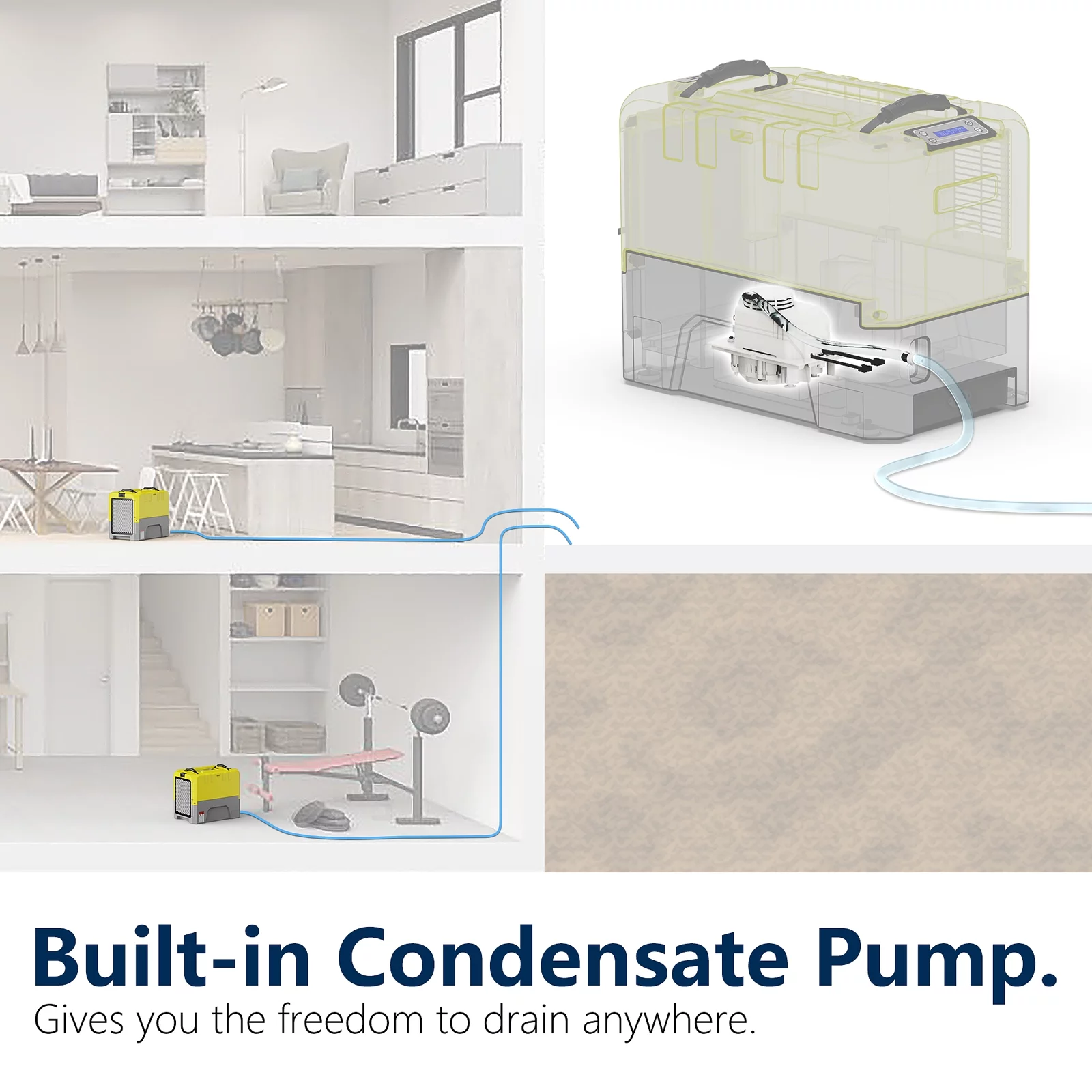 ALORAIR LGR 180 Pint Commercial Dehumidifier for Damage Restoration, Basement/Crawl Space WI-FI Control