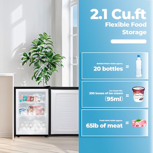 3.0 Cu.ft Upright Freezer, Small Mini Freezer with Adjustable Thermostat, Removable Shelves, Reversible Single Door, for Bedroom/Home/Dorms/Apartment