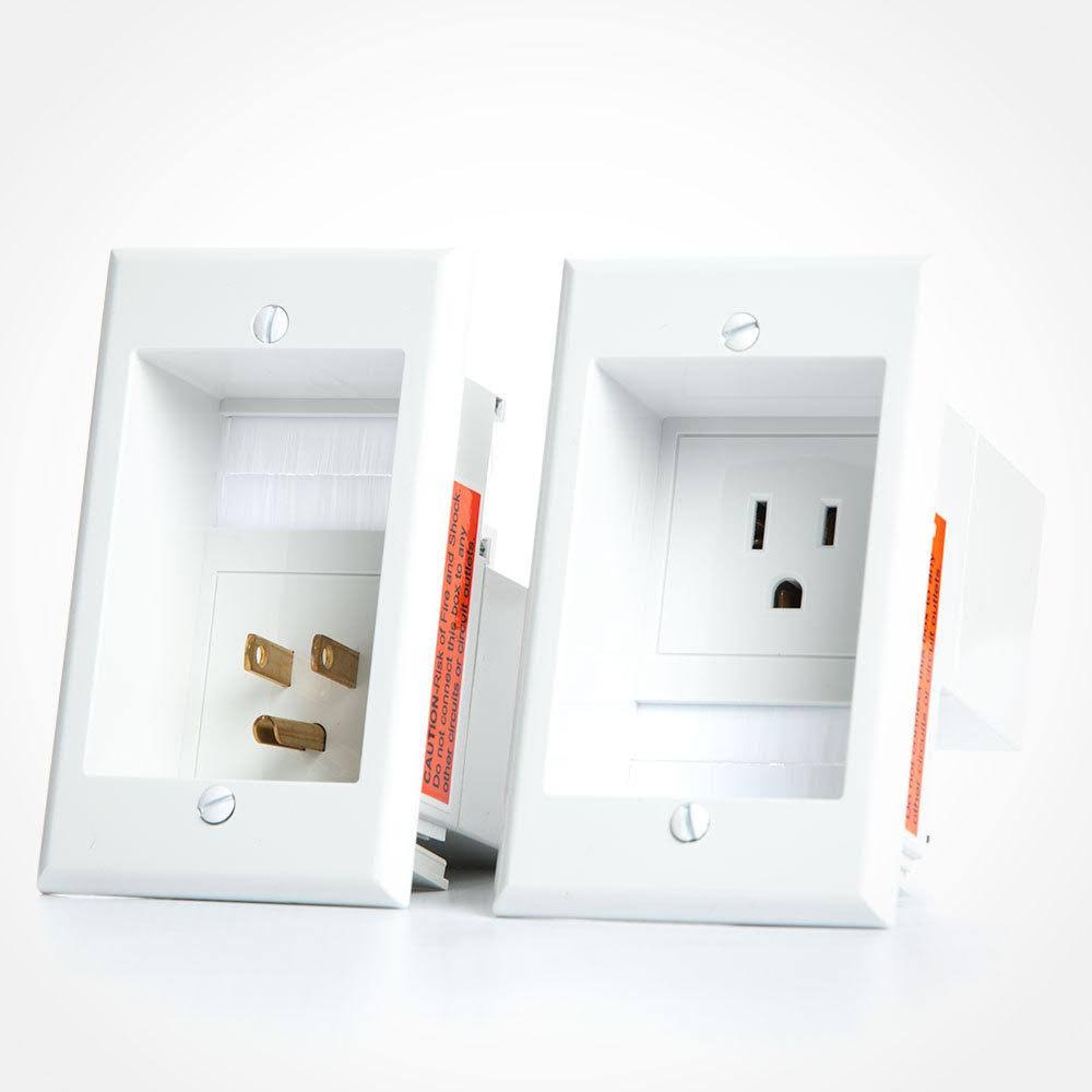 Powerbridge ONE-PRO-6 Single-Outlet Professional Grade Recessed In-Wall Cable Management System for Wall-Mounted