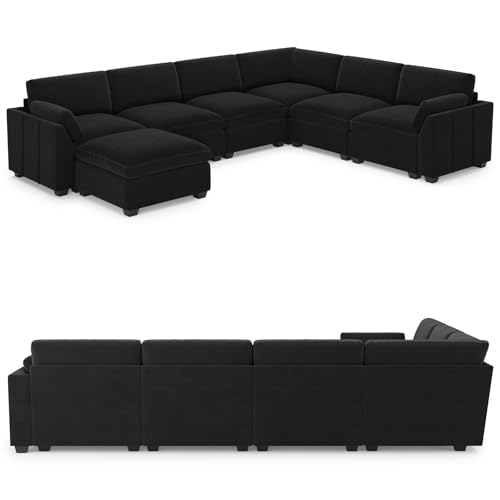Belffin Extra Large Modular Sectional Sofa,106.3" 4-Seater L Shaped Couch,Velvet Convertible Sectional Couches for Living Room