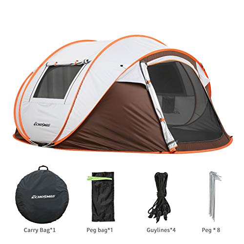 EchoSmile Camping Instant Pop Up Tent, 2/4/6/8/10 Person, Water Resistant Dome, Easy Setup for Camping Hiking and Outdoor, Portable with Carry Bag