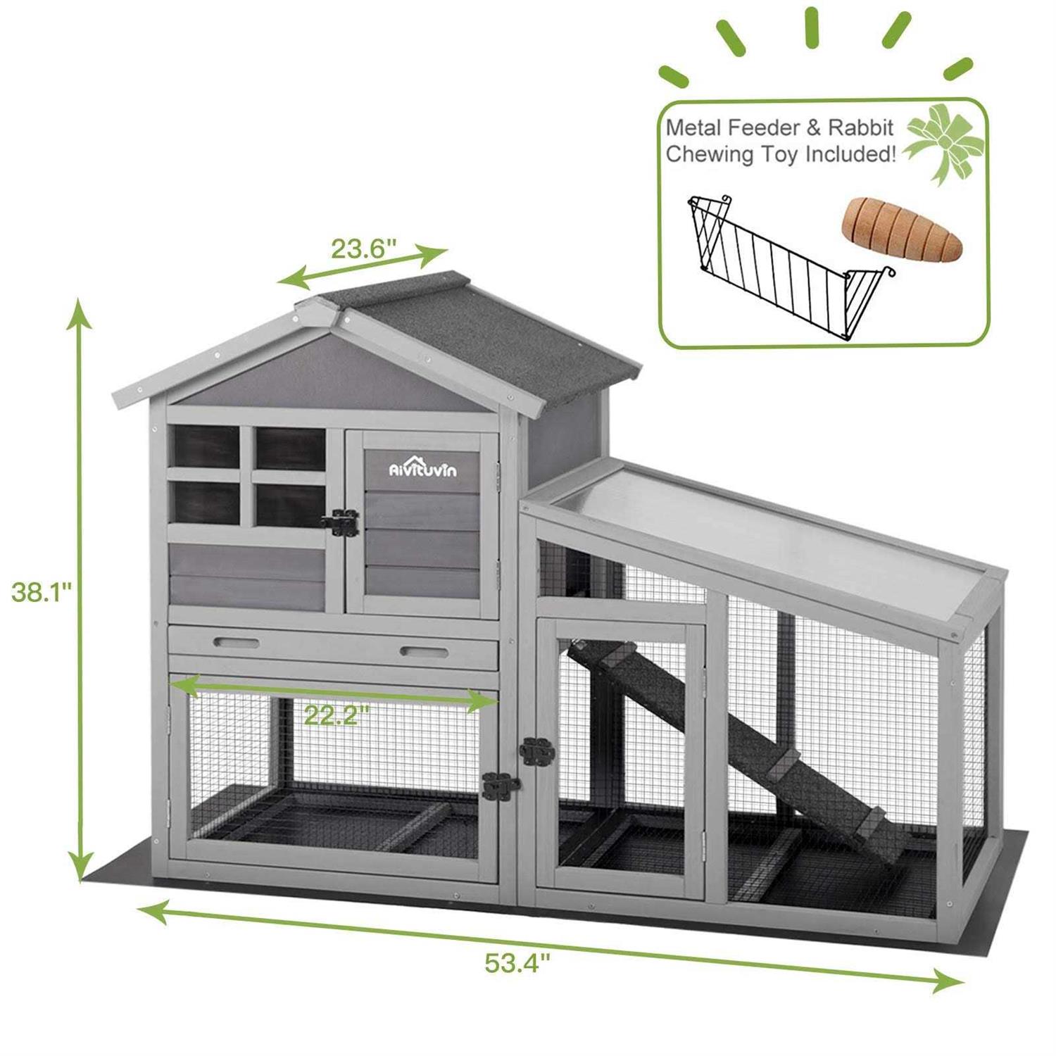 Gutinneen Rabbit House Indoor Outdoor Rabbit Hutch with Ventilation Door,Wooden Bunny cage with No LeakageTray - Pet Supplies online store
