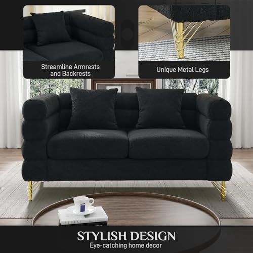 Cloud Couch for Living Room, 79" Modern Overstuffed Deep Seat Boucle Sherpa 3 Seater Sofa with 3 Pillows