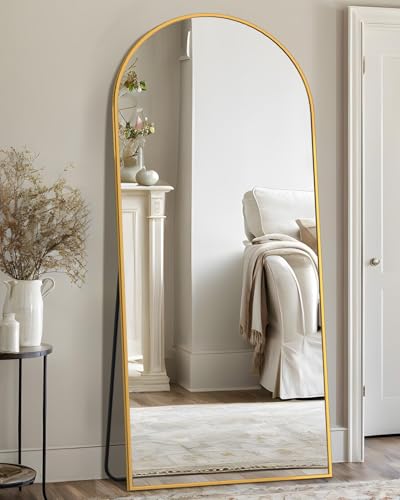 Full Length Mirror, 76"x34" Arched Floor Mirror Freestanding, Floor Standing Full Body Mirror with Stand for Bedroom