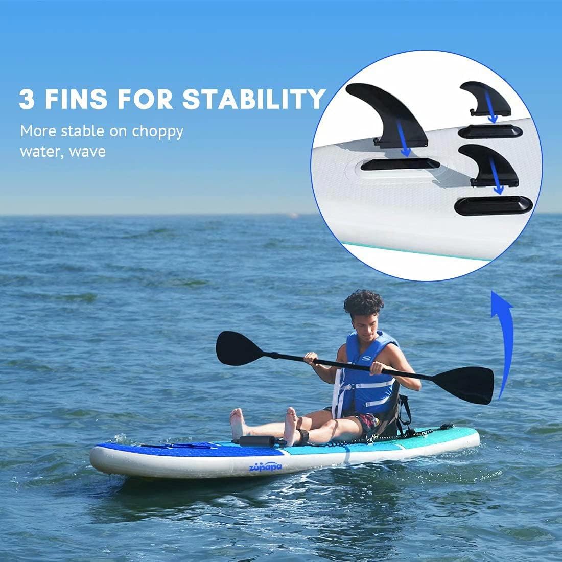 Zupapa Inflatable Paddle Board,10FT Stand Up Paddleboard with SUP Accessories Kayak Seat,Non-Slip Deck,for Adults Kids Dogs,3-Year Warranty Provided