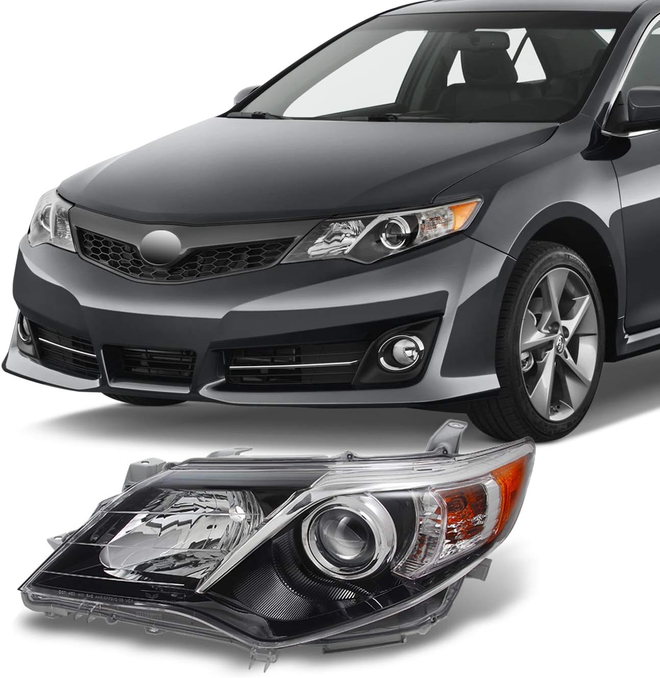 AKKON - For Toyota Camry SE Version Black Projector Headlights Lamp Driver Left + Passenger Right Replacement