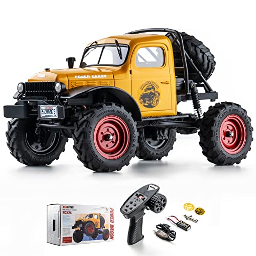 EAZYRC x FMS 1/24 Power Wagon 4WD RC Crawler RTR Truck RC Car for Sandland Desert Dirt Road for Men Boys with Battery , LED Light