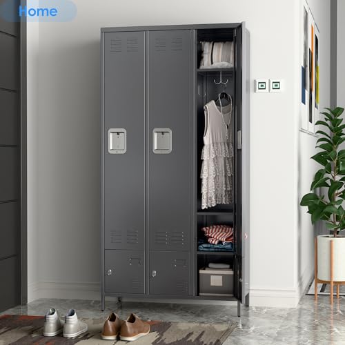6 Door Metal Storage Locker 18 Hooks,Metal Locker for Employees with Lock for School Garage Office Gym Bedroom,Assembly Required