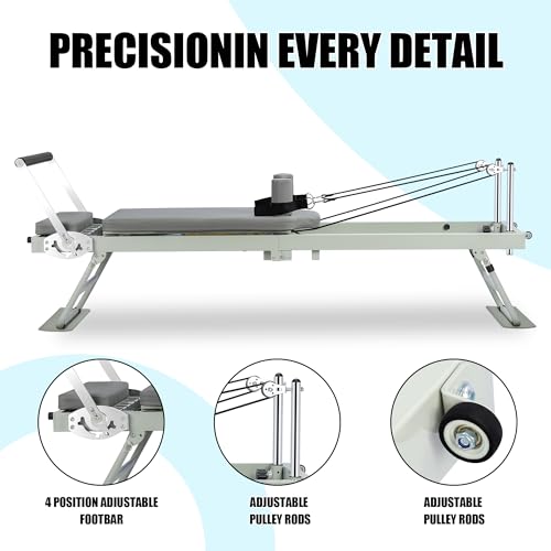 Pilates Reformer Machine for Home Workout, 78" Foldable Pilates Equipment with Dual Resistance& Springs and Cords