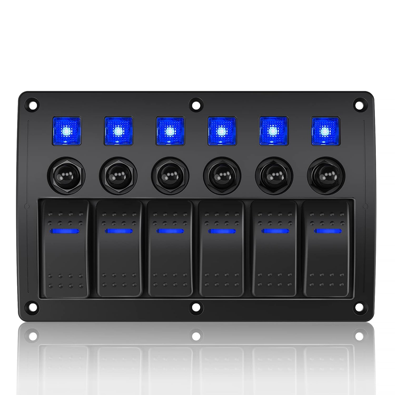 8 Gang Marine Boat Rocker Switch Panel Waterproof Overload Protector,12-24V Pre-Wired Rocker Switch LED Indicator