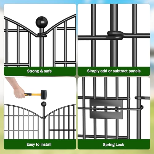 10 Panels No Dig Decorative Garden Fence - 40 in (H) x 23.6 ft (L)