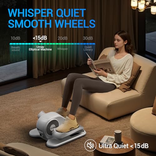 Under Desk Elliptical Machine, Ellipse Leg Exerciser for Seniors, Quiet & Portable Electric Seated Eclipse Exercise Training Machine with Remote