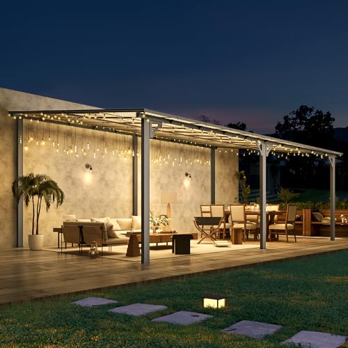 AECOJOY 10&rsquo; x 10&rsquo; Gazebo, Wall Mounted Gazebos Pergola on Clearance, Outdoor Patio Lean to Gazebo Awnings for Deck, Porch
