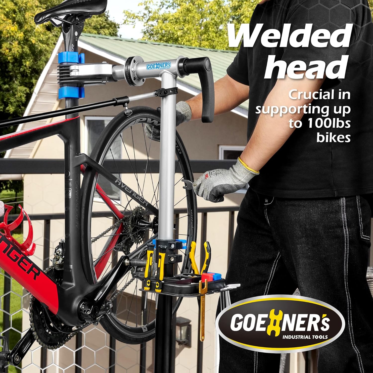 GOEHNER's E Bike Repair Stand Heavy Duty (Max 100 lbs) - Portable Bicycle Repair Stand Mechanics Workstand for Maintenance of Heavy E Bike