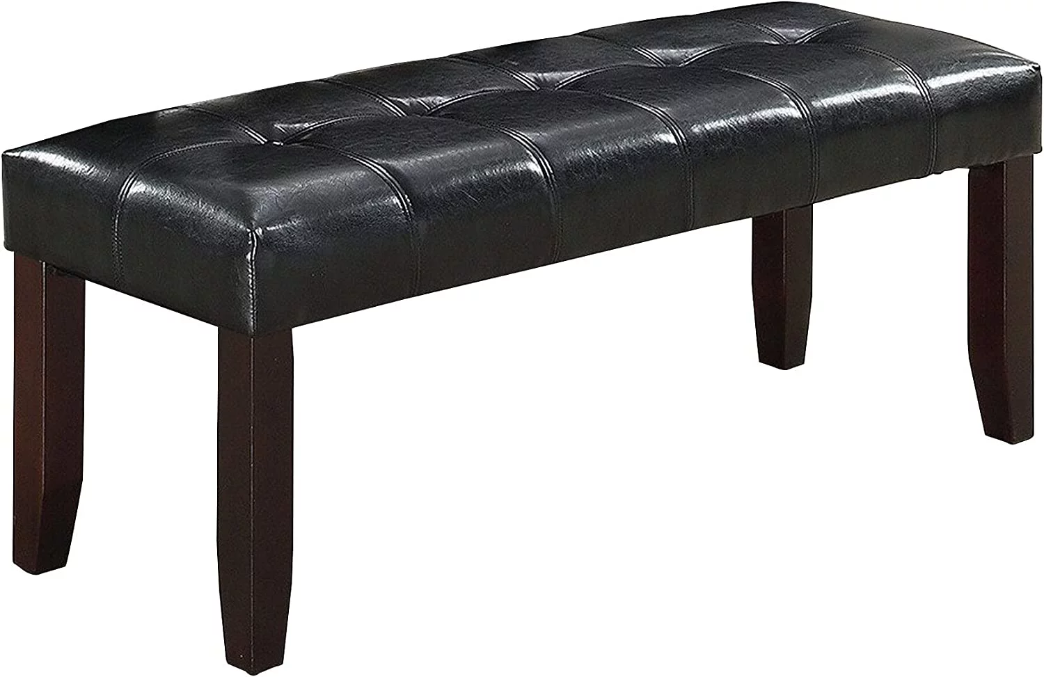 Upholstered Dining Room Bench Ottoman Medium Brown Leather