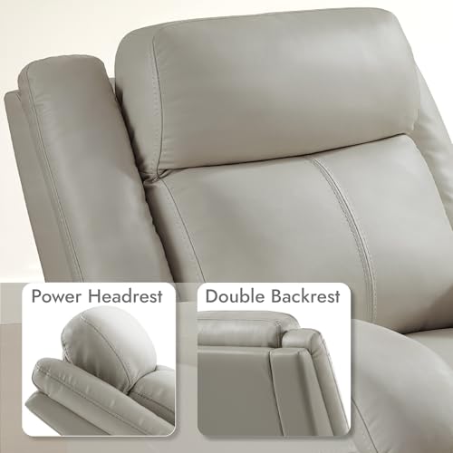 Watson & Whitely Genuine Leather Power Recliner Chairs for Adults, Wall Hugger RV Recliner with Power Headrest & Charging Ports