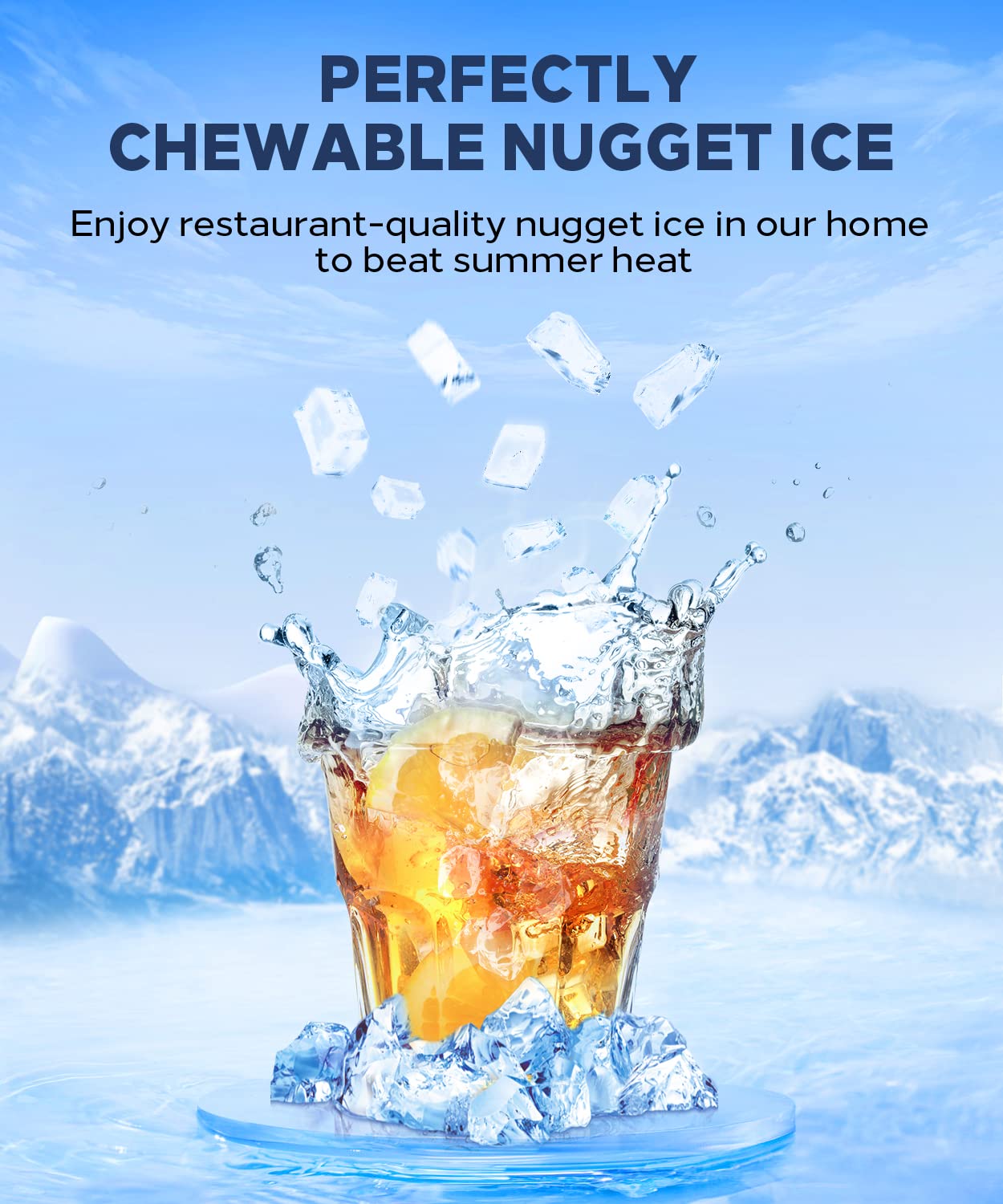 Kndko Nugget Ice Maker,Self Dispensing Pellet Ice Maker,44lbs/24H, Self Cleaning Ice Maker,3.3lbs Ice Storage,Nugget Ice Maker Dispenser