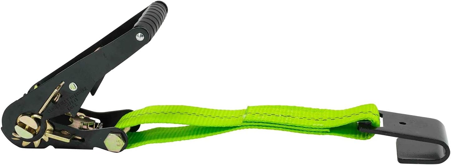 Mytee Products (4 Pack 2 x 14' Car Tie Down Lasso Ratchet Strap with Flat Hook - Tire Straps for Car Trailer - Wheel Straps for Hauling Cars