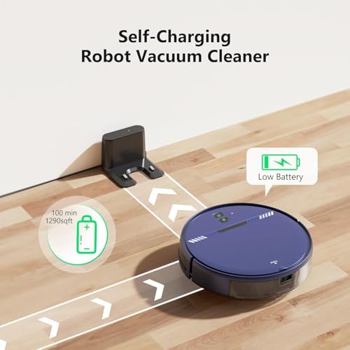 Robot Vacuum and Mop Combo, 2 in 1 Vacuum Robot with WiFi/App/Voice, Schedule, Water Tank and Dustbin, Self-Charging, Slim, Ideal for Hard Floor