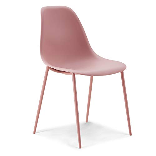 POLY & BARK Isla Modern Kitchen Chairs Set of 4 - Plastic Dining Chair with Metal Legs