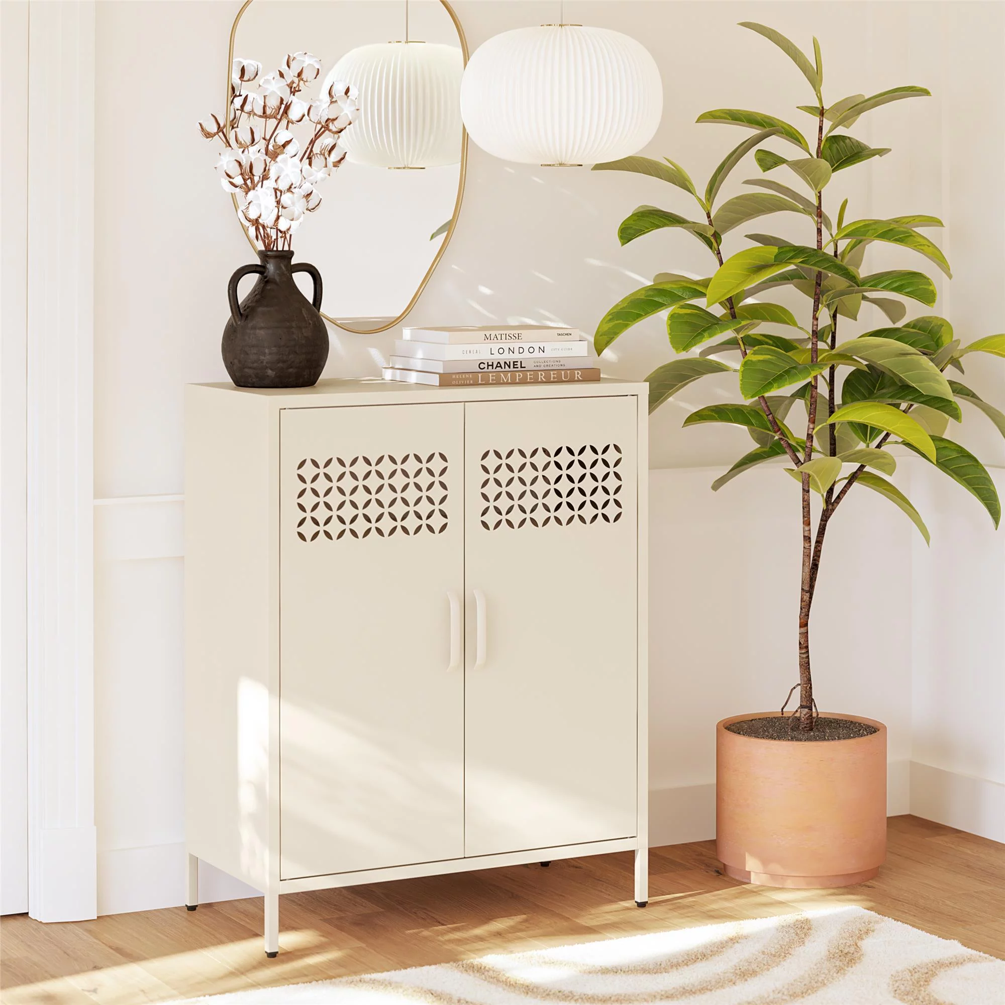 Mr. Kate Annie Short Metal 2 Door Cabinet, Parchment