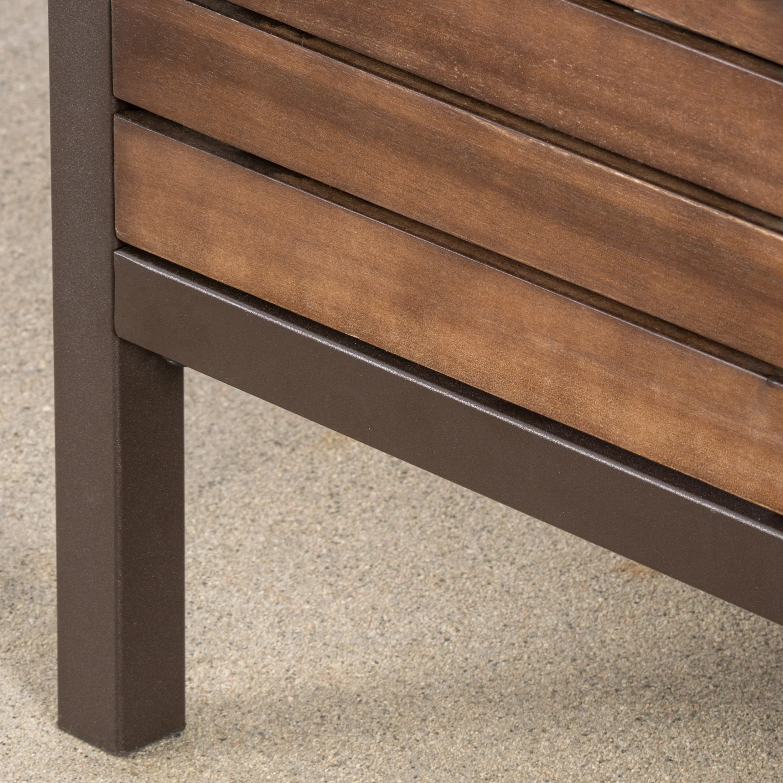 Ellis Outdoor 3 Piece Acacia Wood Bar Set, Dark Brown