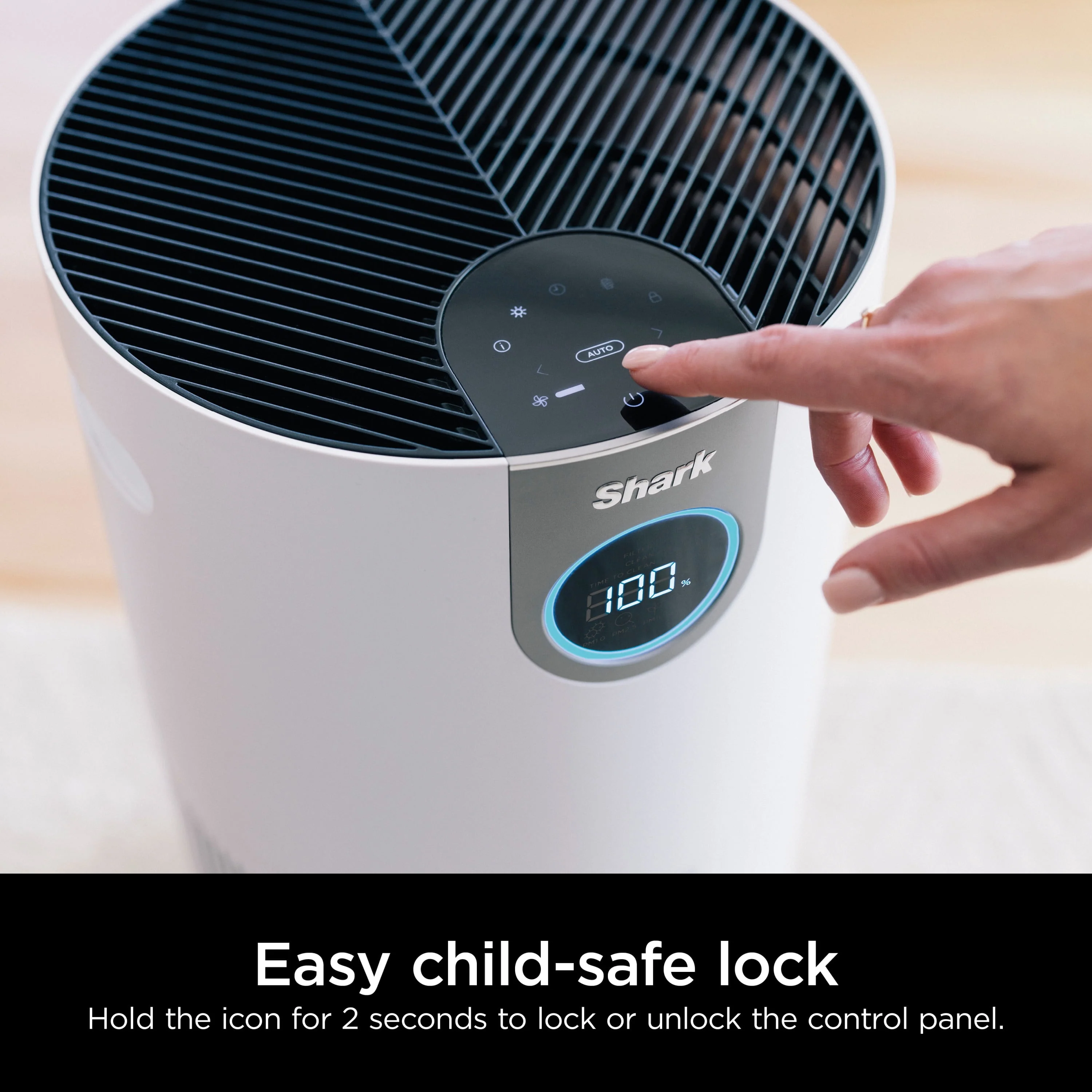 Shark Air Purifier with Nanoseal HEPA, Cleansense IQ, Odor Lock, Cleans up to 500 Sq. Ft, Charcoal Grey, HP100
