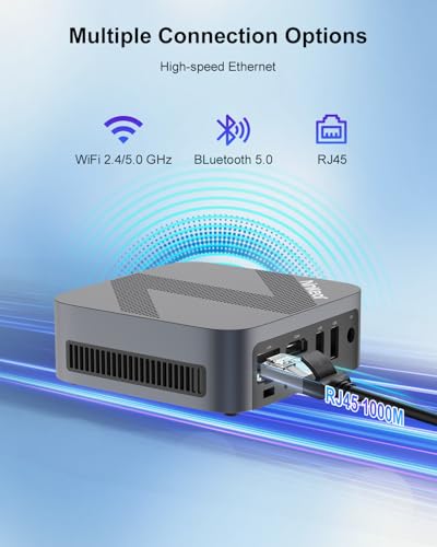 Mini PC W-11, Mini-PC with Intel CPU N150(up to 3.6GHz), 16 GB DDR4 RAM 512 GB M.2 SSD Micro Gaming PC, 4K Dual Display, HDMI 2.0/DP