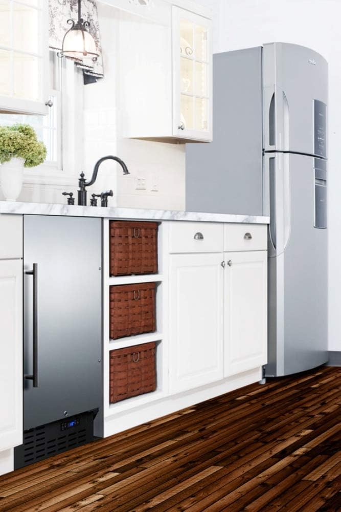 Summit Appliance FF1843BSSADA ADA Compliant 18" Wide Built-in Undercounter All-refrigerator with Stainless Steel Door, Black Cabinet