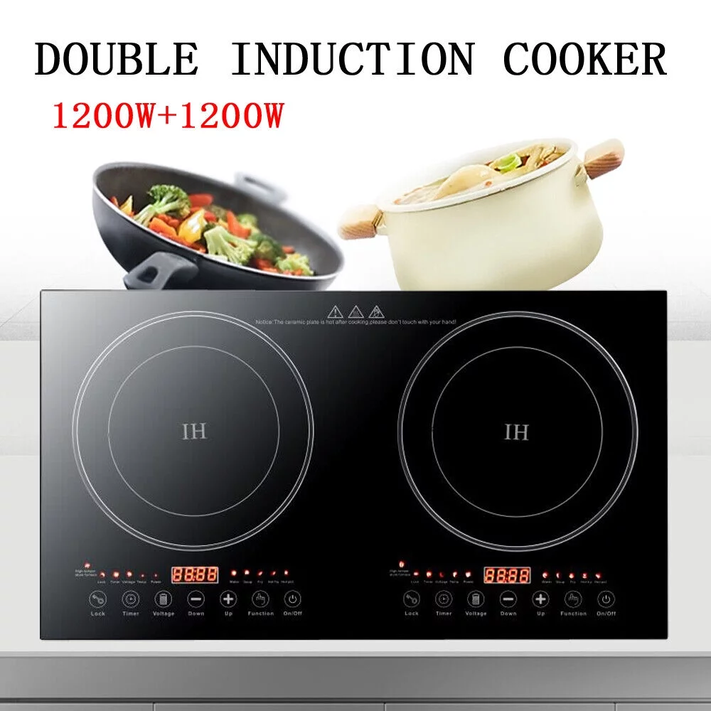 TOOL1SHOoo 2400W Portable Induction Cooktop Countertop Dual Cooker Burner Stove Hot Plate