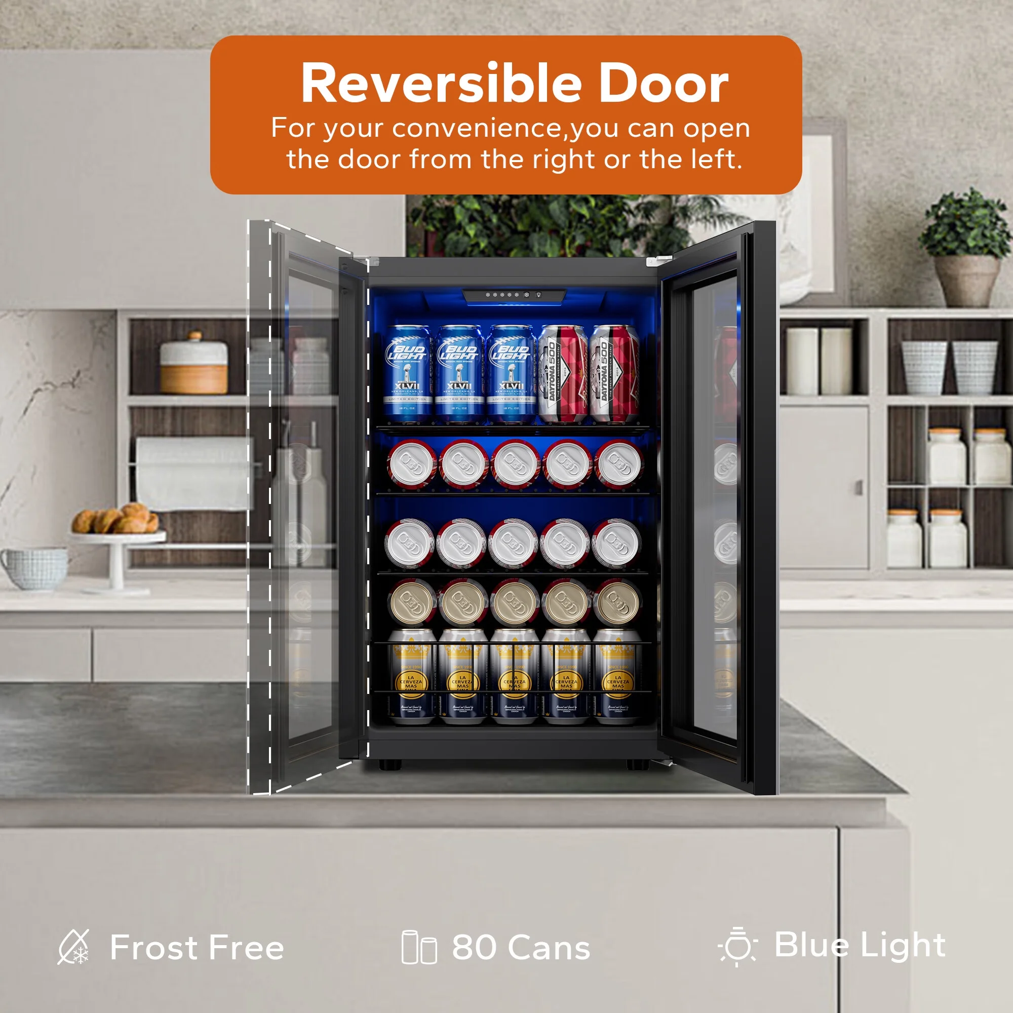 Ca'Lefort Beverage Refrigerator Cooler, 160 Can Freestanding Beverage Fridge，Mini fridge with Glass Door for Home/Bar/Office(2 Pack)