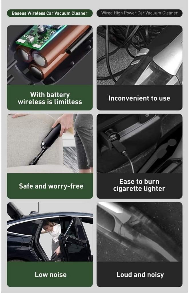 Portable Car Vacuum Cleaner Cordless Handheld Auto Vacuum 5000Pa Suction for Home Desktop Cleaning Mini Vacuum Cleaner Strong Suction