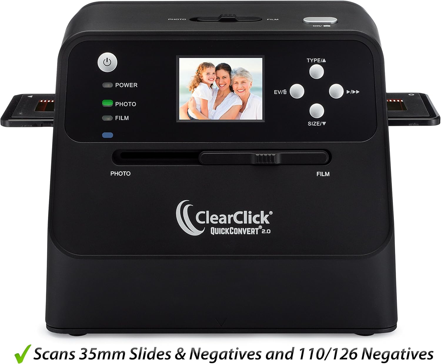 ClearClick 14 MP QuickConvert 2.0 Photo, Slide, and Negative Scanner - Scan 4x6 Photos & 35mm, 110, 126 Film