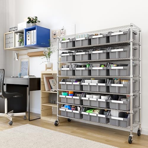 Seville Classics Heavy Duty NSF Bin Rack Solid Steel Wire Shelving Storage Unit, Patented Organizer for Garage, Warehouse, Office, Restaurant
