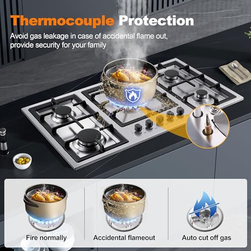 5 Burner Gas Stove Stainless Steel