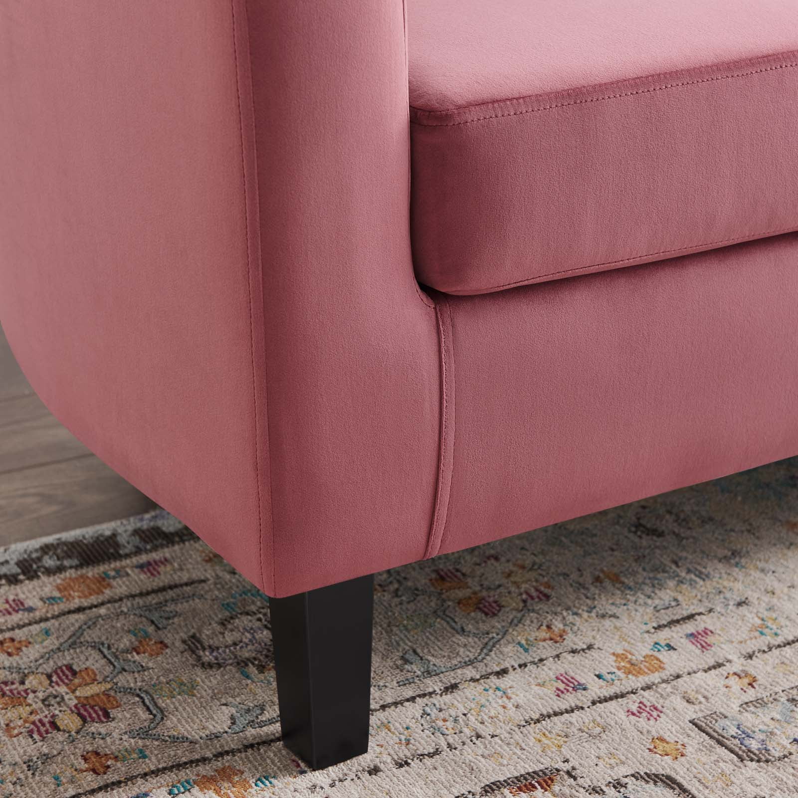 Modway Prospect Performance Velvet Loveseat in Dusty Rose