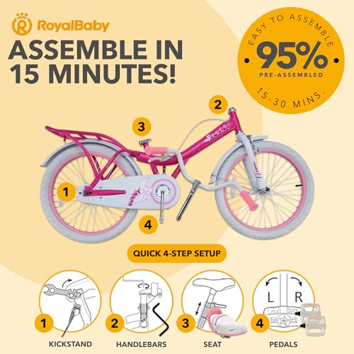 Royalbaby Princess Girls Kids Bike 12 14 16 18 20 Inch Children Bicycle with Basket for Age 3-12 Years