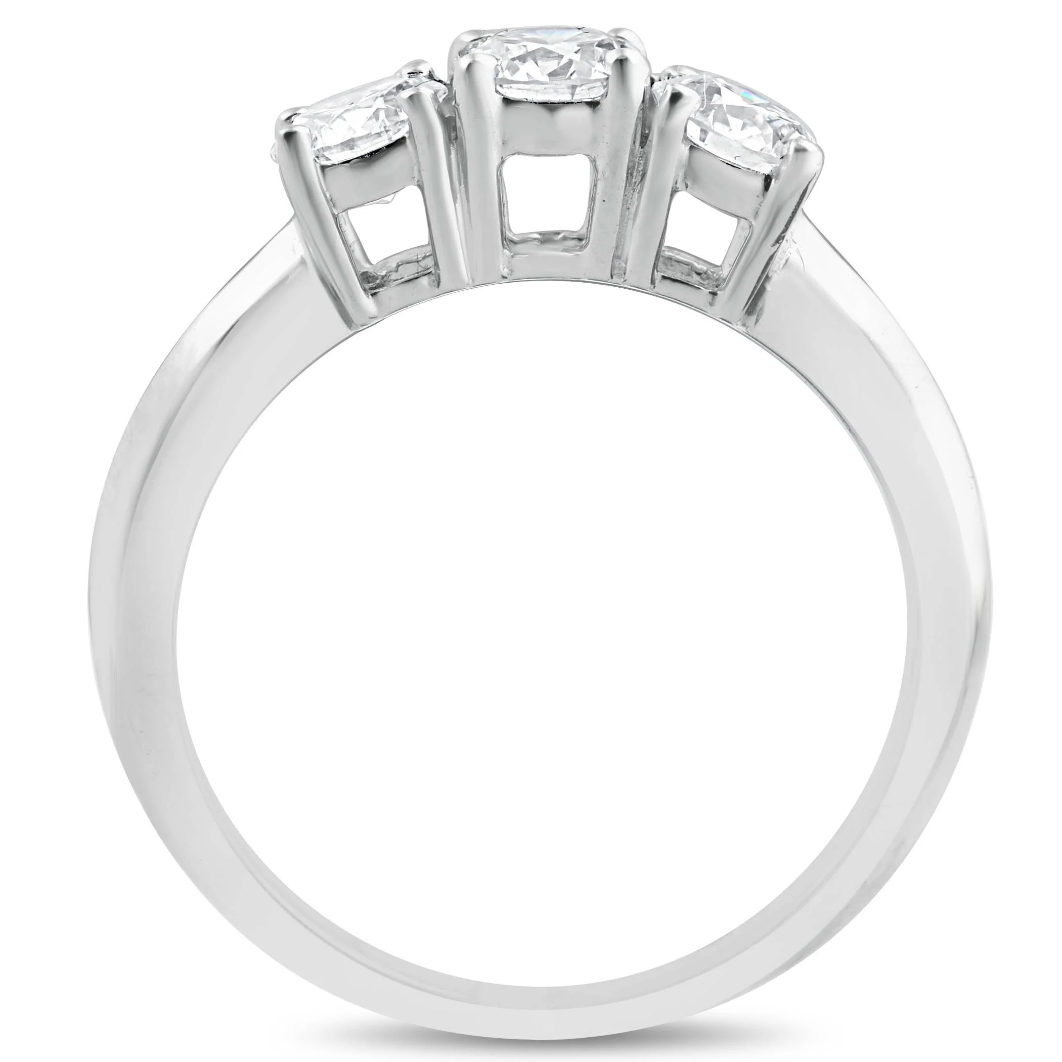 Pompeii3 1 Carat 3-Stone Diamond Engagement Ring Solitaire Round Cut 14k White Gold