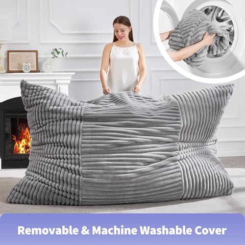 Hobestluk 3 in 1 Bean Bag Chair Giant Bean Bag Chairs Convertible Bean Bag Floor Cushion with Machine Washable Cover