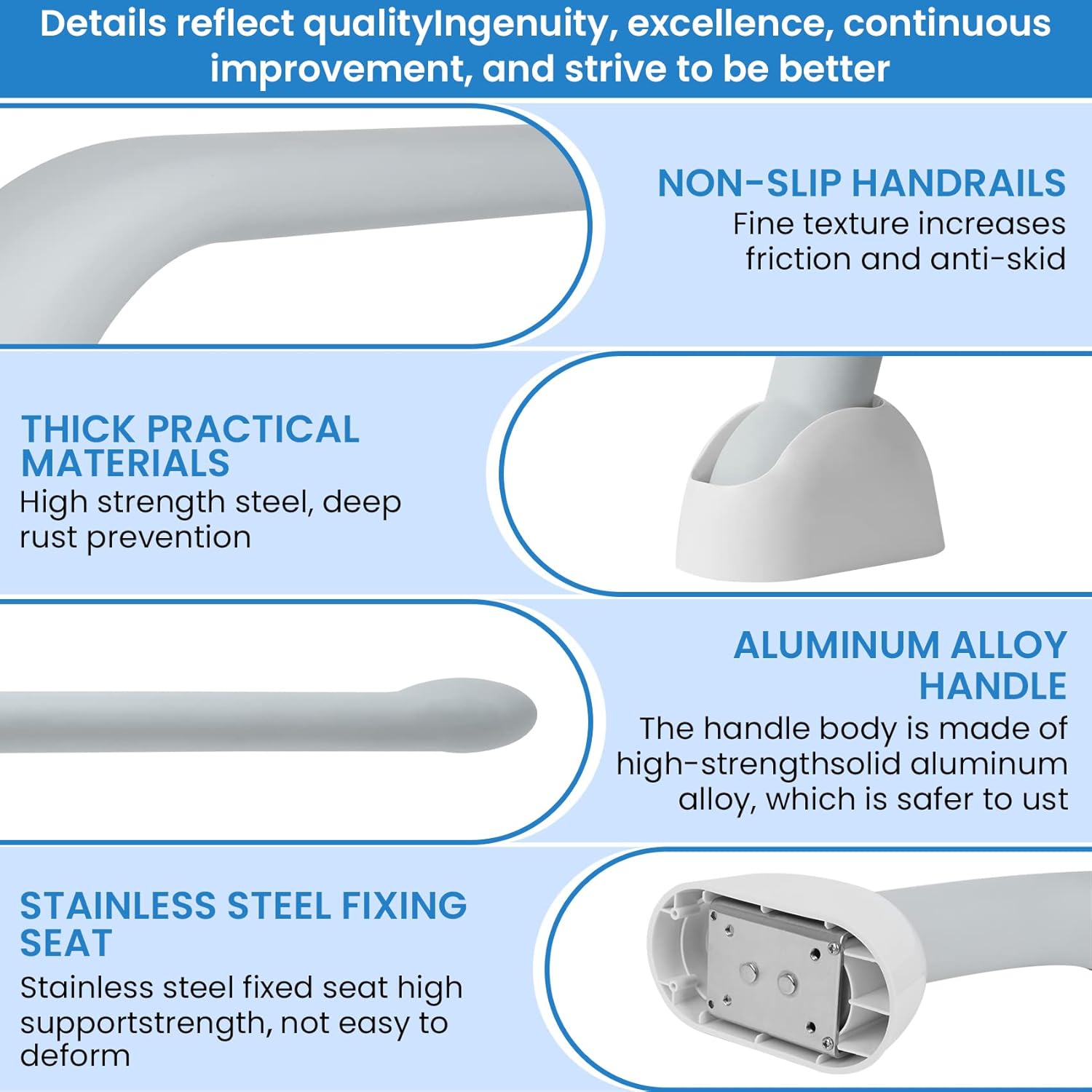 Toilet Safety Rails for Elderly (520 lbs), Handicap Toilet Rails with Foldable Handles, Toilet Assist Rails, Toilet Rails for Seniors