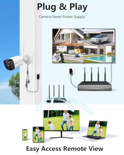 2-Way Audio & PIR Detection Dual Antennas Outdoor Wireless Security Camera System 5.5MP Wi-Fi Video Surveillance DVR System