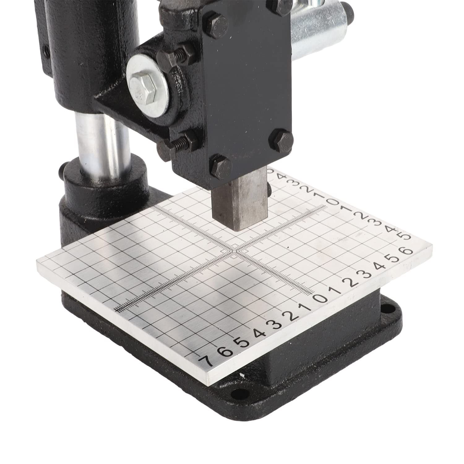 AIWFL Leather Hole Puncher Hand Punching Machine with Drill Chuck DIY Leather Craft Press Punching Holes Tool with Aluminum Plate with Scale Table