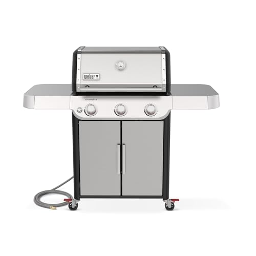 Weber Genesis S-315 Liquid Propane Gas Grill for Outdoor Grilling, 3 Burners, Stainless Steel