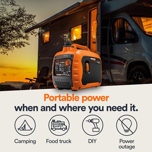 Generac 3,300-Watt Gas-Powered Portable Inverter Generator - Lightweight Design - USB Ports for Mobile Device Charging - COsense Technology